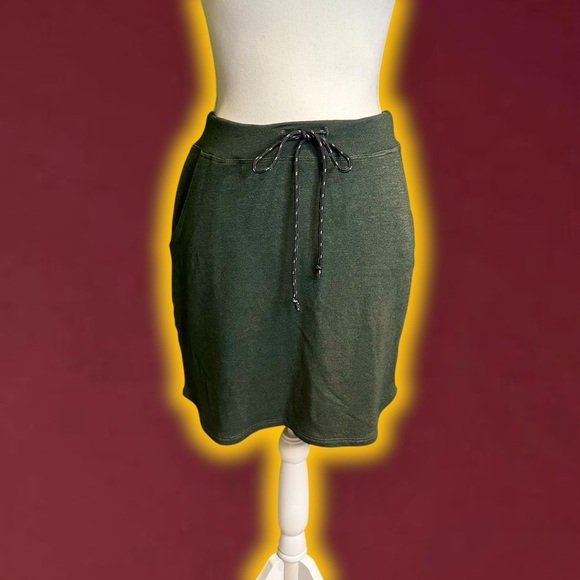 Sundry for Evereve Drawstring 'Saturday Skirt' in Dark Olive Green Size Small - Picture 2 of 12